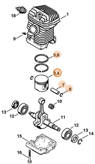 Tłok Ø 42 mm, Stihl 11230302002