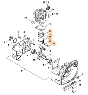 Tłok Ø 35 mm, Stihl 41190302001