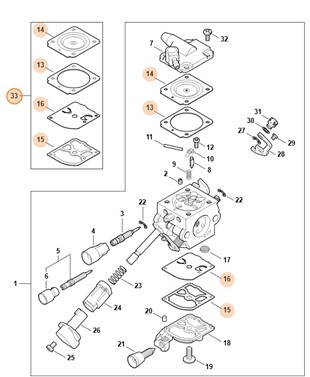Zestaw uszczelek i membran, Stihl Z000003K035