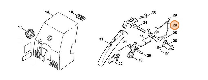 Cięgno sterowania układem rozruchowym, Stihl 11241851900