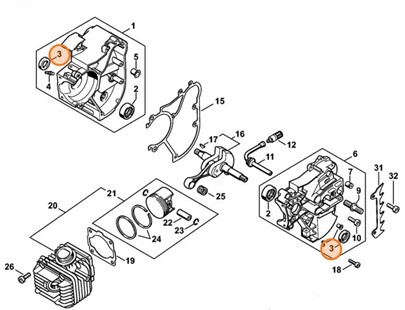 Pierścień uszczelniający wał 12x20x5, Stihl 96400031191
