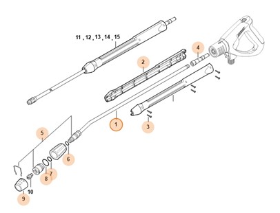 Lanca natryskowa ugięta z głowicą natryskową, 890 mm, Stihl 49255008403