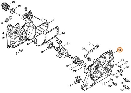 Połówka skrzyni korbowej, Stihl 11350202909