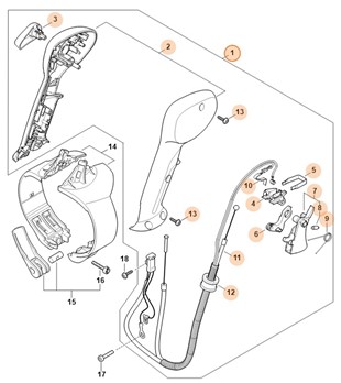 Rękojeść manipulacyjna z cięgnem gazu, Stihl 42837901300