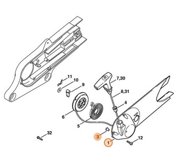 Pokrywa urządzenia rozruchowego, Stihl 42231900411