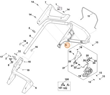 Górna część uchwytu kierującego, Stihl 63387635011