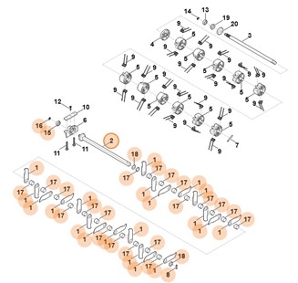 Wałek noża kompl., Stihl 62917003500