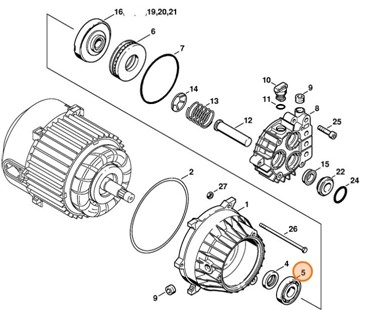 Łożysko kulkowe skośne 7303B, Stihl 95040030706