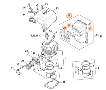 Tłumik wydechu spalin, Stihl 42501400610