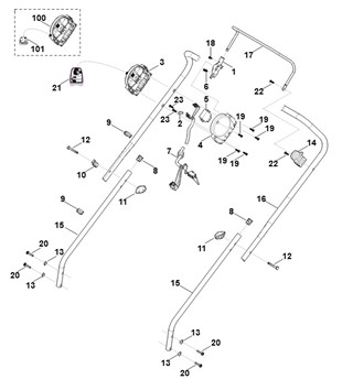 Część obudowy kompl. (wyłącznik samoczynny), Stihl 63114309907