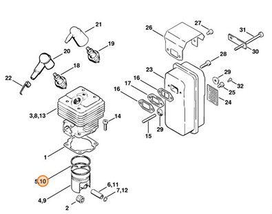 Pierścień tłokowy Ø 47x1,5 mm, Stihl 11080343001