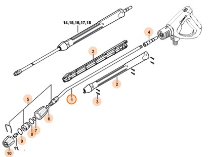 Lanca natryskowa ugięta z głowicą natryskową, 950 mm, Stihl 49255008401