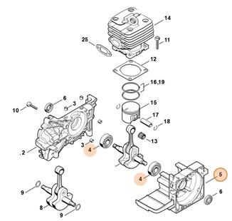 Połówka skrzyni korbowej, Stihl 41340202900