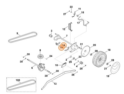 Tylny uchwyt osi, Stihl 63647041210
