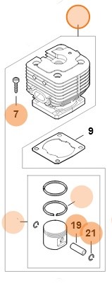 Cylinder z tłokiem Ø 40 mm, Stihl 41280201201