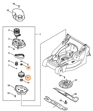 Wałek noża kompl., Stihl 63387003500