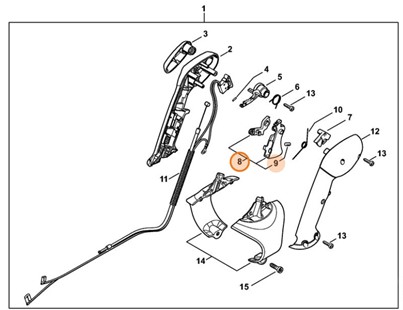 Dźwignia sterowania główną przepustnicą, Stihl 42821801500