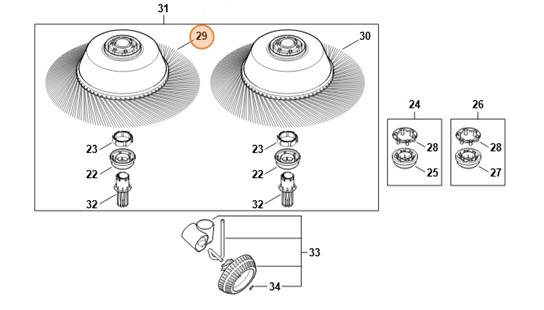 Szczotka talerzowa, lewa, Stihl 48607303808