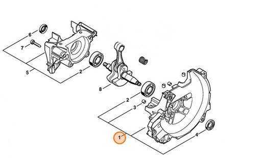 Połówka skrzyni korbowej, strona wentylatora, Stihl 41480202602