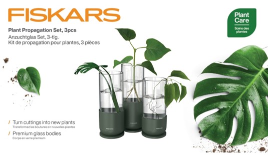 Plant Care Zestaw 3 szklanych pojemników do rozmnażania roślin, Fiskars 1080910