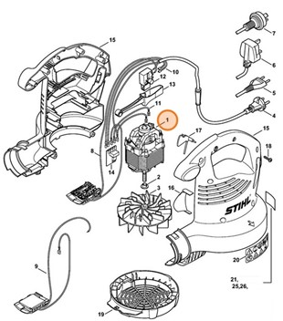 Silnik elektryczny 230 V/50 Hz, Stihl 48116000204