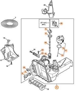 Obudowa zbiornika paliwa, Stihl 42503500850