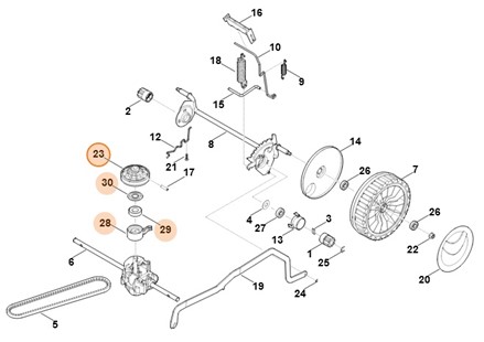 Koło paska klinowego kompl., Stihl 63587002500
