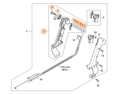 Połówka okładziny rękojeści - strona wewnętrzna 67 mm, Stihl 42037901105