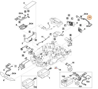 Wiązka przewodów (płytka drukowana napędu prawego - płytka drukowana napędu lewego), Stihl 63094403060