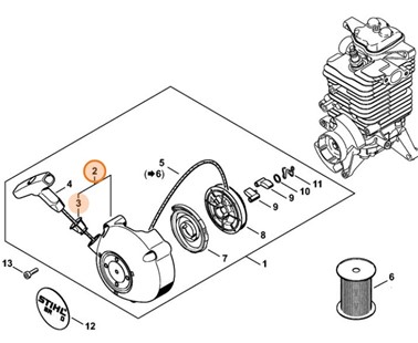 Pokrywa urządzenia rozruchowego, Stihl 42821900400