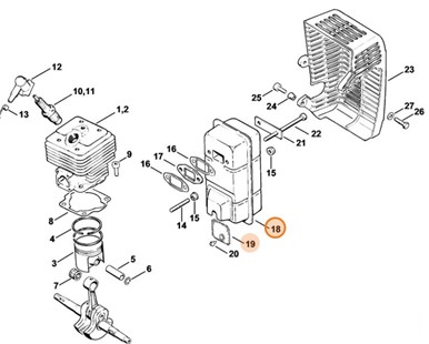 Tłumik wydechu spalin, Stihl 43081400600