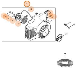 Obudowa wentylatora z urządzeniem rozruchowym, Stihl 42290802104