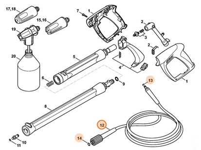Wąż wysokociśnieniowy DN 6, 6 m, w oplocie tekstylnym, Stihl 49155000838