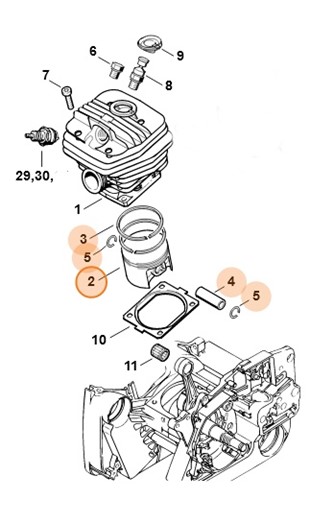 Tłok Ø 52 mm, Stihl 11220302003