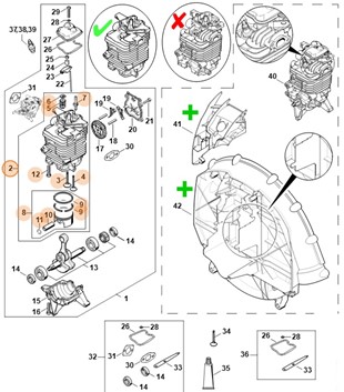 Cylinder z tłokiem Ø 50 mm, Stihl 42820201200