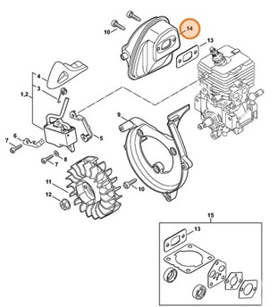 Tłumik wydechu spalin, Stihl 42411400615