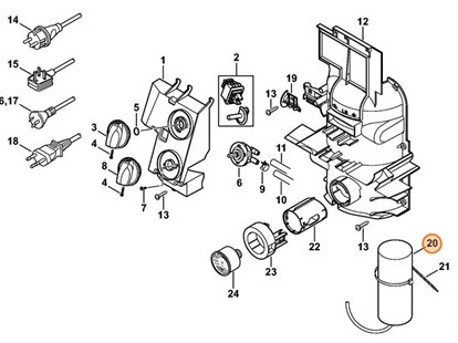 Kondensator 50 uF 450 V, Stihl 47686051000