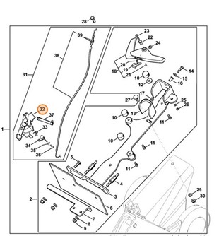 Mocowanie cięgna sterowania główną przepustnicą, Stihl 42241824002