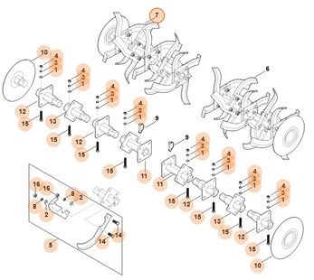 Zespół roboczy kompl., prawy, Stihl 62517100203