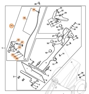 Sterowanie otwarciem głównej przepustnicy (gazem), Stihl 42241801802