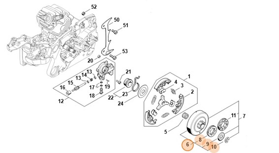 Zestaw koła napędu łańcucha pierścieniowego 3/8" 7Z, Stihl 11400072500