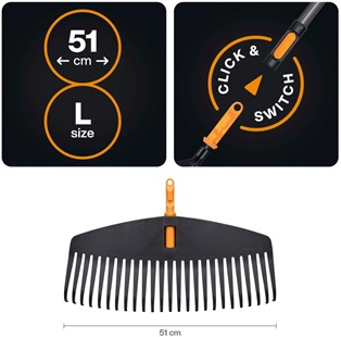 Głowica grabie do liści trawy ogrodowe z tworzywa 51cm OneClick, Fiskars 1080673