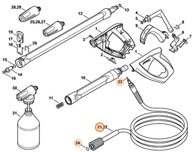 Wąż wysokociśnieniowy DN 6, 7 m, Stihl 49155000828