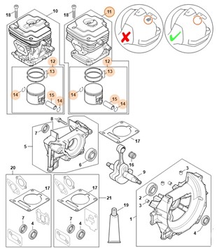 Cylinder z tłokiem Ø 40 mm, Stihl 41470201203