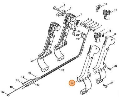 Połówka okładziny rękojeści - strona zewnętrzna 80 mm, Stihl 42037910810