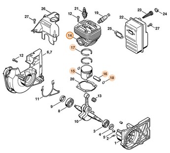 Cylinder z tłokiem Ø 49 mm, Stihl 42230201200
