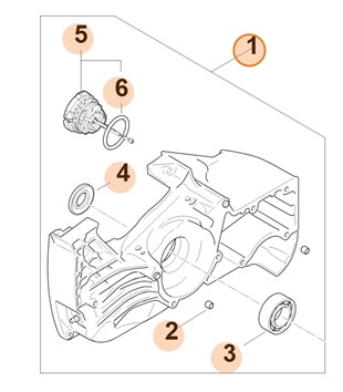 Połówka skrzyni korbowej, strona wentylatora, Stihl 11240202604
