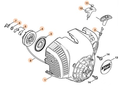Obudowa wentylatora z urządzeniem rozruchowym, Stihl 42410802110