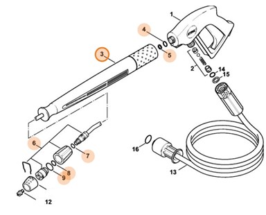 Lanca natryskowa 950 mm, ugięta, Stihl 49255000949