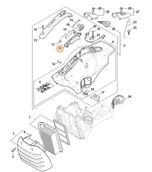Dźwignia sterowania główną przepustnicą, Stihl 42381821000